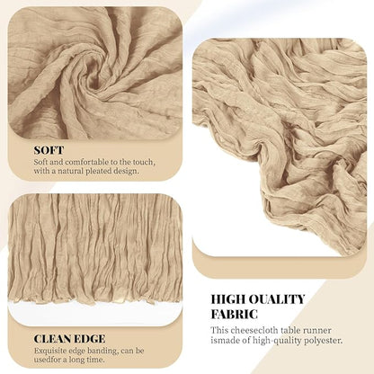 6 Pack Beige Cheesecloth Table Runner, 17 x 108 Inch, Gauze Cheese Cloth Table - Image 4