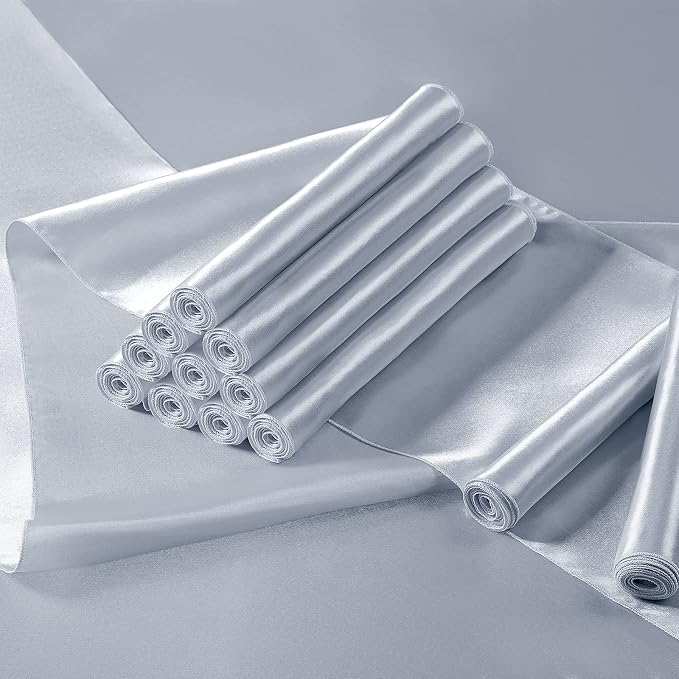 Manyshofu Grey Satin Table Runner 12x72 - Image 2