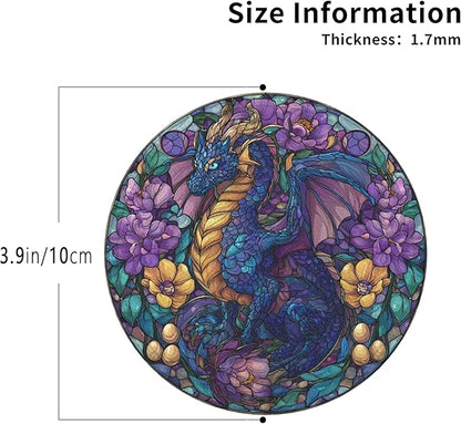 Dragon Coasters Leather Round Drink Coasters 6 Pcs Set with Holderor for Cup Drink Coffee Table Bar Home Decor