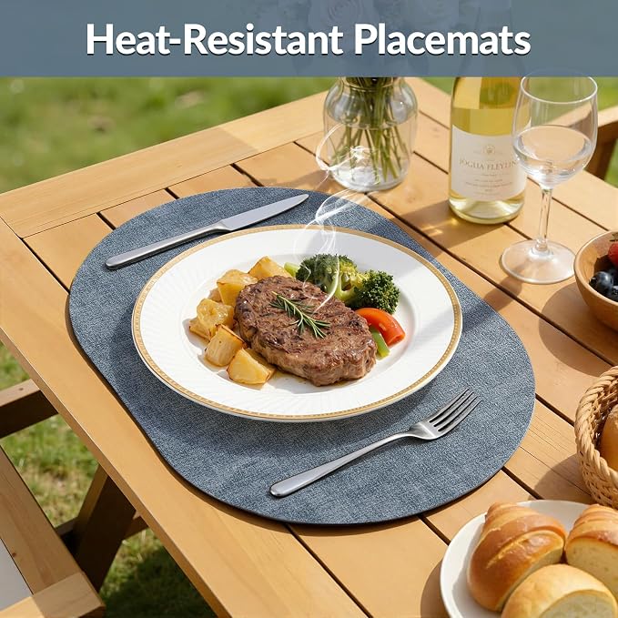 Placemats Set of 4, 11.8 x 17 Inch, Waterproof Wipeable Reversible PU Placemat - Image 4