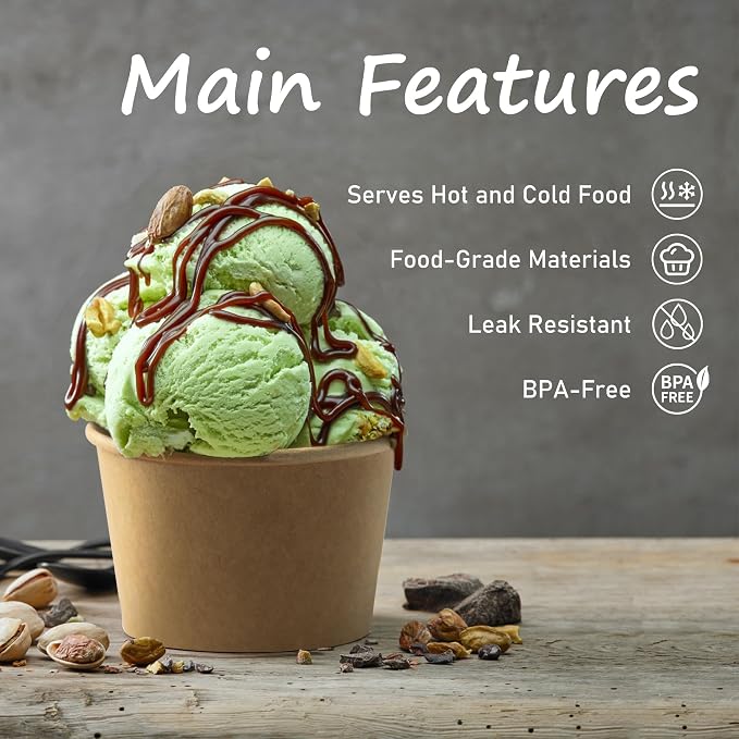 ESSENTIAL Paper Ice Cream Cups, Paper Snack Containers - Image 3