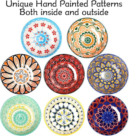 8 Pcs Colorful Ceramic Bowl Set 10 oz 4.75'' Porcelain Kitchen Soup Cereal - Image 3