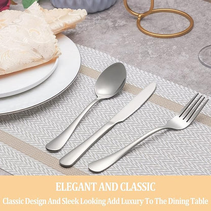 50 Piece Silverware Set Service for 10,Premium Stainless Steel Flatware Set,Mirror Polished Cutlery Utensil Set,Durable Home Kitchen Eating Tableware Set,Include Fork Knife Spoon Set,Dishwasher Safe
