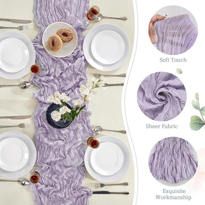 AGIRL 6 Pack Purple Cheesecloth Table Runner 10FT Boho Gauze Home Decor | - Image 7