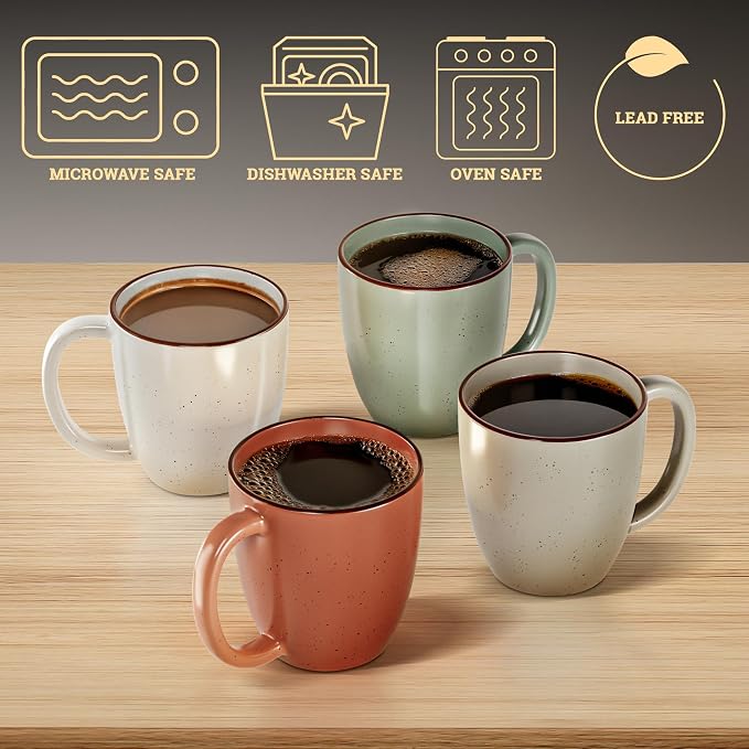 Ceramic Coffee Mugs Set of 4, 16oz Durable Microwave Safe Cups - Image 3