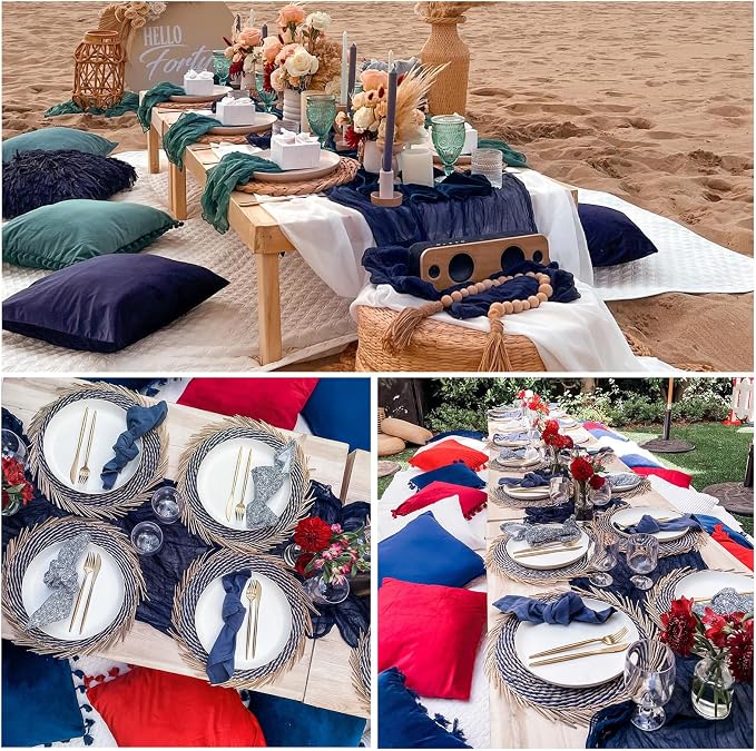 6 Pack Navy Blue Cheesecloth Table Runner 35 x 120 Inch | Boho Gauze Fabric - Image 5