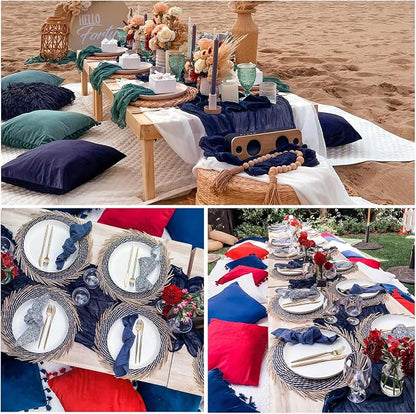 6 Pack Navy Blue Cheesecloth Table Runner 35 x 120 Inch | Boho Gauze Fabric - Image 5