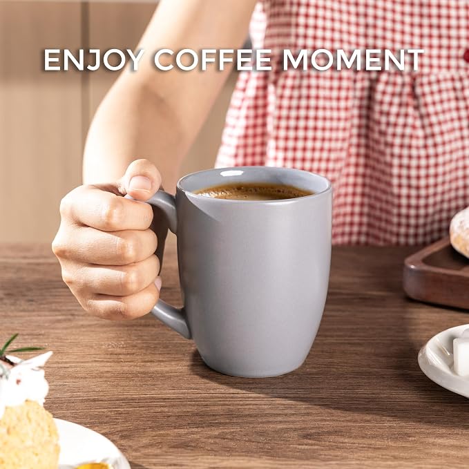 AmorArc 12 OZ Coffee Mugs, Matte Gray Coffee Cups - Image 6