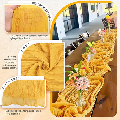 18 Pack Cheesecloth Table Runner 10FT Gold Table Runner Boho Gauze Cheese Cloth - Image 3