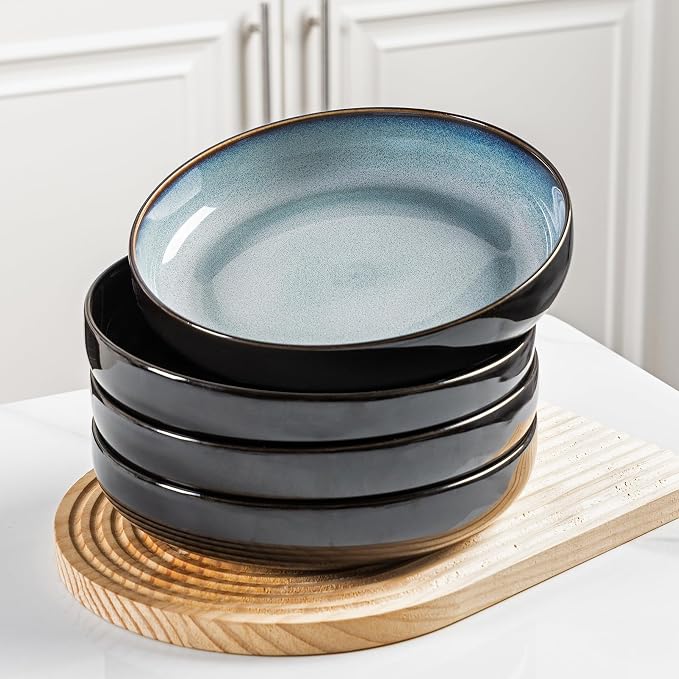 LERATIO 8.5" Ceramic Pasta Bowls Set of 4, 38oz Large Stoneware Bowls Set | by LeRatio