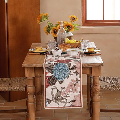 bilin gaier Designer Linen Extra Long Table Runner, Colorful Floral Pattern - Image 7