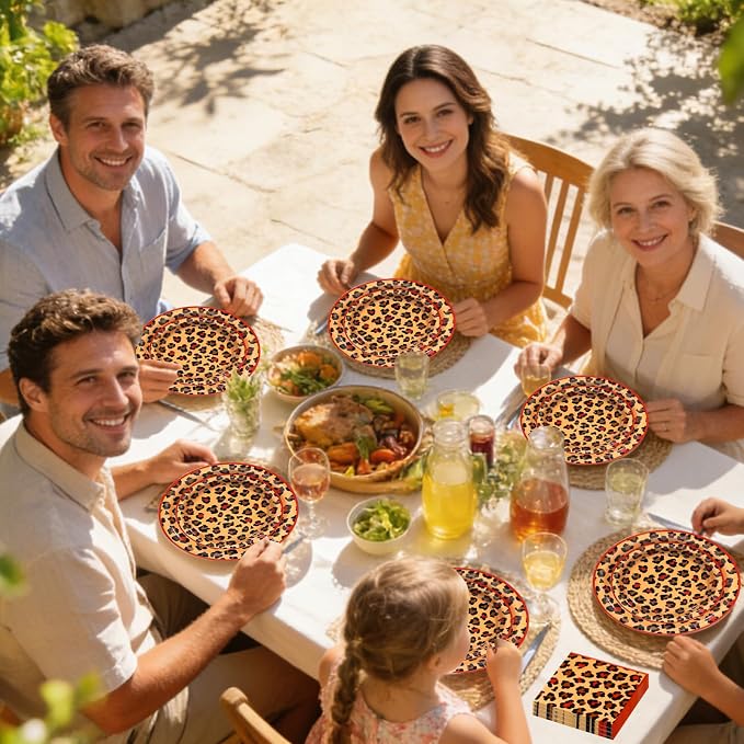 180pcs Red Cheetah Print Plates and Napkins Party Supplies, Serves 60 | - Image 8