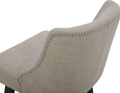 CHITA Counter Height Swivel Bar Stools Set of 2, FSC Certified Upholstered Counter Stools, Modern Swivel Barstools with Wood Legs for Kitchen Island, 26" Seat Height, Fabric in Tan