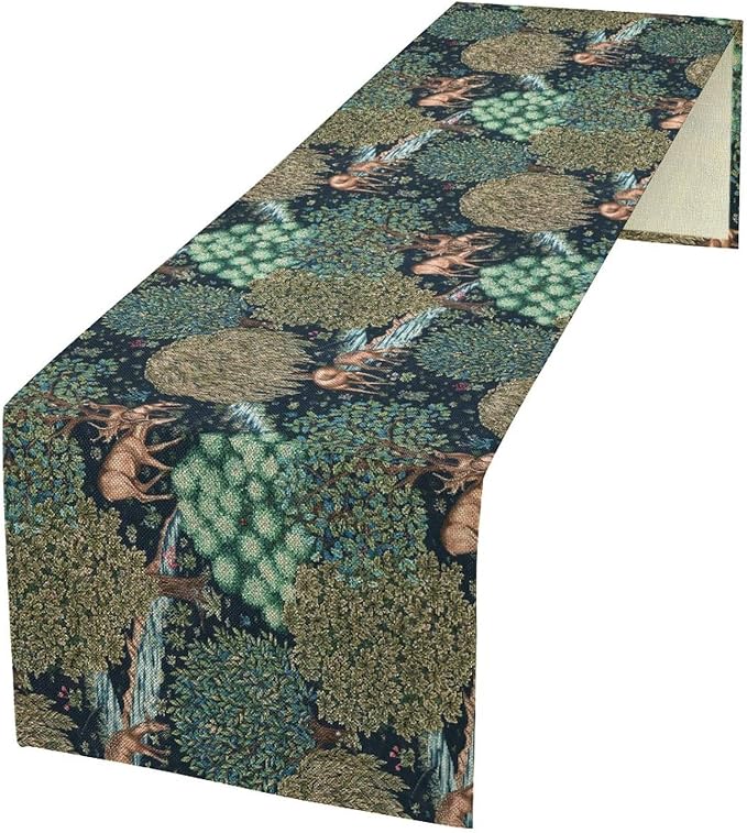 William Morris Original Design Green Table Runner Vintage Flowers Table Runner by SXXLDNG