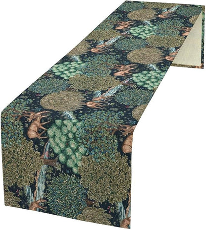William Morris Original Design Green Table Runner Vintage Flowers Table Runner by SXXLDNG