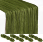 Showgeous 4 Pack Olive Green Cheesecloth Table Runner, 17 x 108 Inches | Boho by Showgeous