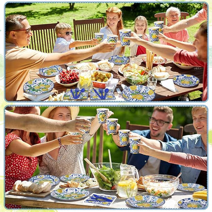 450 Pcs Capri Lemon Party Tableware Set Decorations, Serves 50 | Mediterranean - Image 4