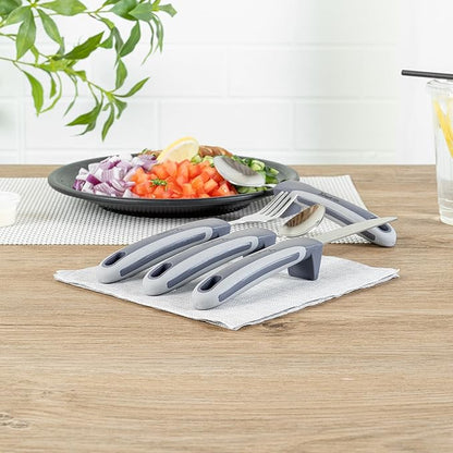 Restaurantware Adaptive Utensils - 1 count Stainless Steel, 9.843 x 5.118 x 1.575 Inches, Ergonomic Eating Aids, Non-Slip Utensil Set for Arthritis, Secure Grip Design, Gray