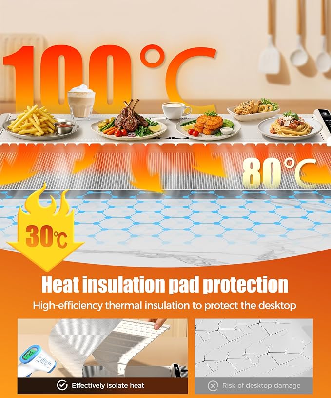 Warming Mat for Food, 36x15 Inch, Off White, Fast Heat, Child Lock | Includes - Image 2