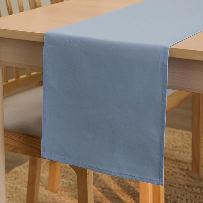 Encasa XO Table Runner, Cotton Canvas Dining Runner 13"x94" | B Grey, 180 GSM by EncasaXO