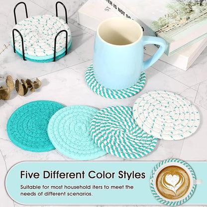 8 Pcs Coasters for Drink with Holder, 4 Colors Absorbent Coasters for Drinks - Image 2