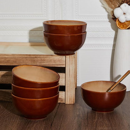 Reactive Glaze Bowls Set of 6, Microwave and Dishwasher Safe Bowls, Stoneware - Image 4