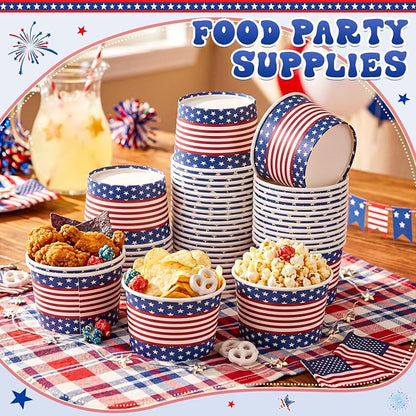 Potchen 50 Pack 9 oz Patriotic Paper Bowls Disposable Soup Bowls 4th of July - Image 3