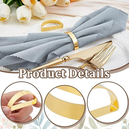 Peacoblue 30Pcs Gold Napkin Rings Holders Modern Stainless Steel Semicircle Napkin Ring Holders for Table Decor Settings, Vintage Napkin Ring for Wedding Christmas Thanksgiving Day Party