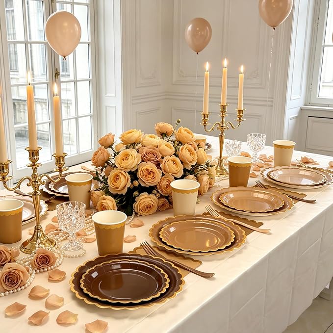 Brown Plates and Napkins Party Supplies - Image 3