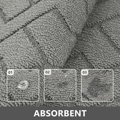 hicorfe Kitchen Rugs and Mats Sets,2 Pieces Super Absorbent Polypropylene Non-Slip Rug,Soft Comfort Floor Mat,Machine Wash for Kitchen,Hallway,Office,Sink,Laundry(20" x 32"+20" x 48",Grey)