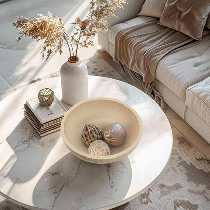 Decorative Resin Bowl, Large Fruit Bowl, Artificial Travertine Beige | Perfect - Image 6