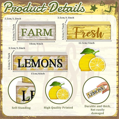 Moucuny 4 Pcs Summer Lemon Decor Summer Table Decorations Farm Fresh Lemons - Image 3