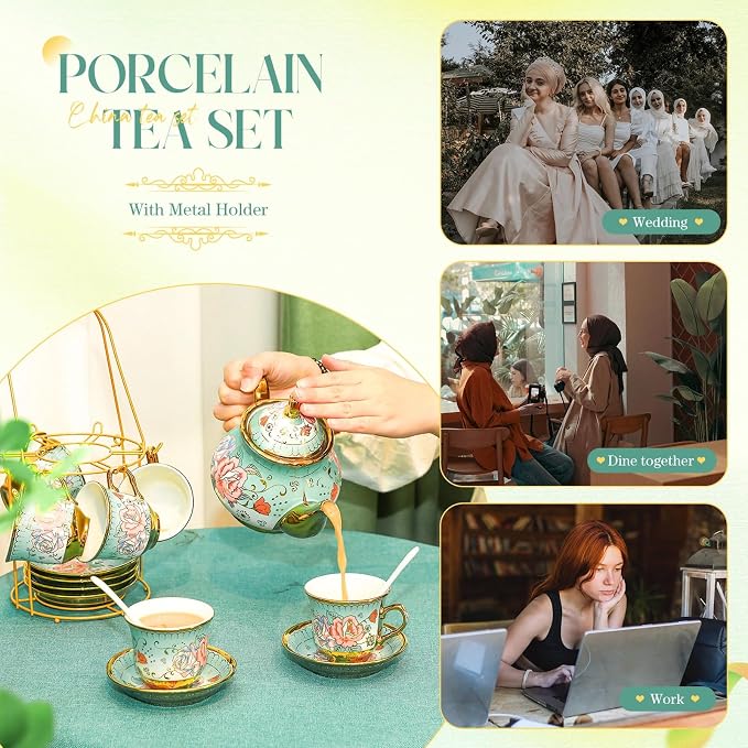 20 Pcs Porcelain Tea Set for Adults - Image 6