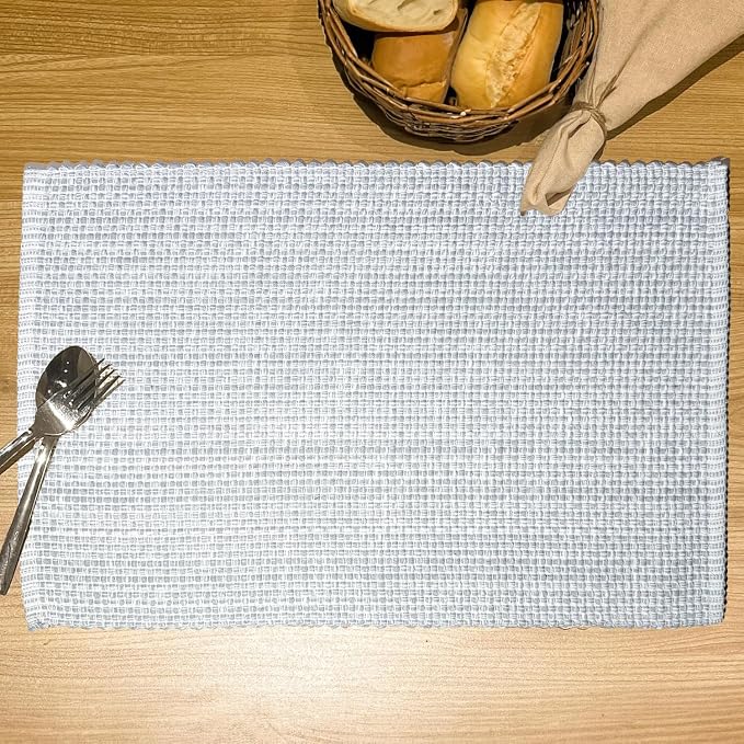 Cotton Placemats Set of 4, 13x19 Inch | Washable Woven Fabric Table Mats - Image 2