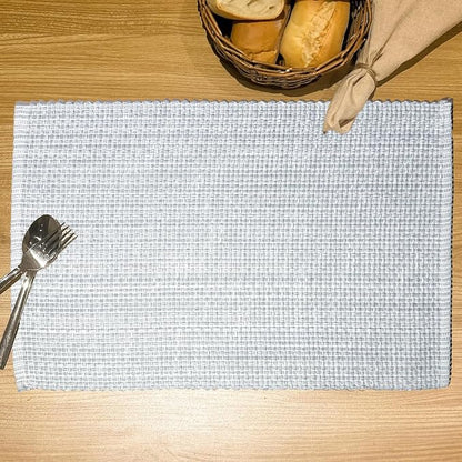 Cotton Placemats Set of 4, 13x19 Inch | Washable Woven Fabric Table Mats - Image 2