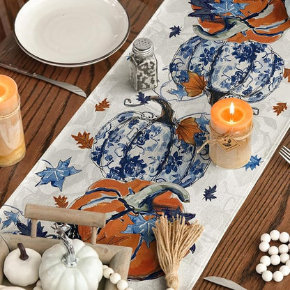 Artoid Mode 210 GSM Fall Table Runner 13x36 Inch Home Party Decor | Pumpkins - Image 4