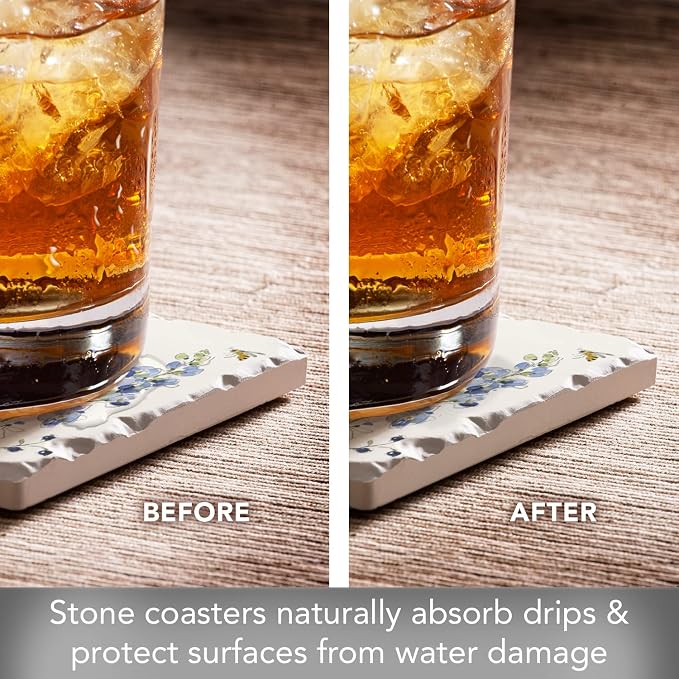 Thirstystone Lovely Blues 4 Pack Tumbled Tile Stone Coasters | 4" Square - Image 4