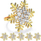 ZeeDix Christmas Gold Snowflake Napkin Rings Set of 6, Napkins Ring for Dinning Table - Rustic Dinner Tables Decoration for Wedding Receptions Christmas Thanksgiving Holiday Party Dinner Parties