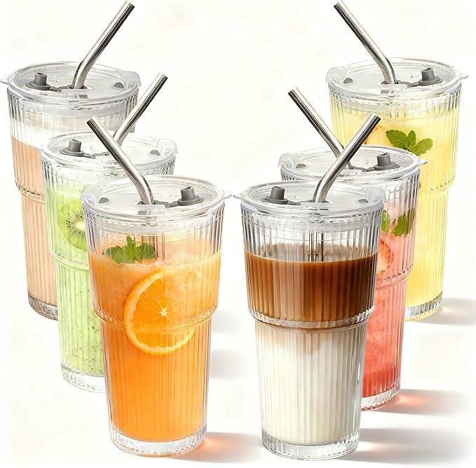 6 Packs Ribbed Glass Tumbler by Unknown