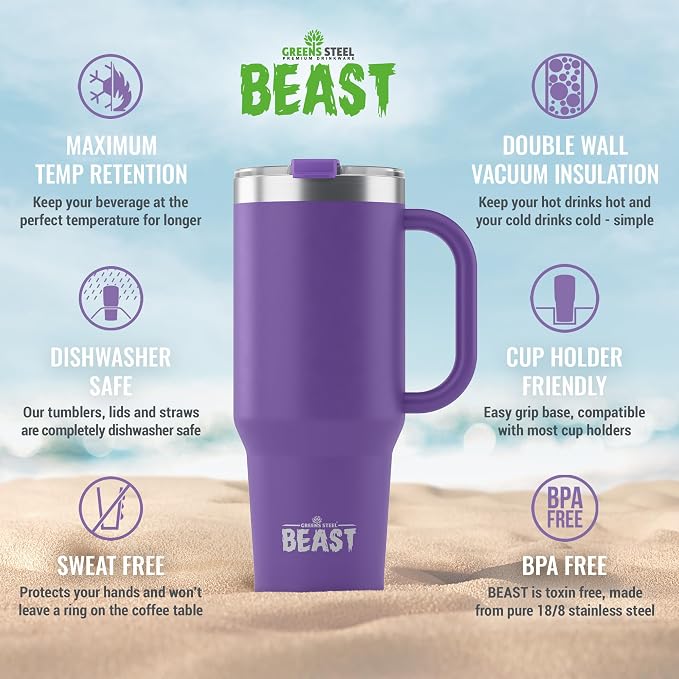 Beast 50 oz Tumbler with Handle Stainless Steel Vacuum Insulated Coffee Ice Cup - Image 6