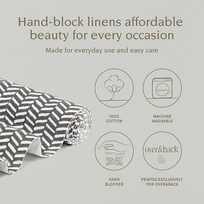 Over&Back 18x90 Hand-Blocked Printed Cotton Table Runner - Image 2