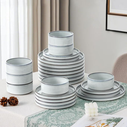 LIANYU 18 PCS Dinnerware Sets for 6, Stoneware Dinner Plates and Bowls Set | - Image 7