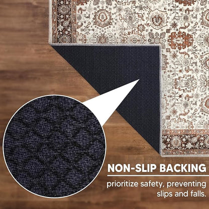 Keen Home Design 2x12 Rug - Machine Washable Runner Rug with Non-Slip Backing, Ideal for Hallway, Entryway, Kitchen, Laundry Room - Vintage, Easy Clean, Durable, Low Pile - (2'6" x 12')