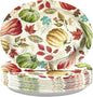 50 Pcs Fall Oval Paper Plates 10" x 12" Large Vintage Red Green Pumpkin Plates Disposable Heavy Duty Thanksgiving Platter for Fall Thanksgiving Party Decoration Holiday Harvest Festival Party Supplies