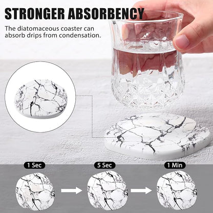 Diatomaceous Earth Coasters Set of 8，Cool Absorbent Quick-Dry Drink Coasters - Image 3