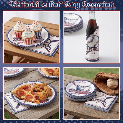 NatNarr 50 Pcs Baseball Plates and Napkins, Disposable Baseball Party Supplies - Image 5