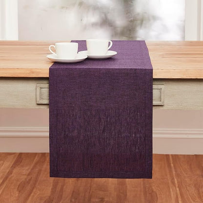 Solino Home Linen Table Runner 90 Inches Long - Athena, 100% Pure Linen Grape Table Runner 14 x 90 Inch for Dining, Winter, Valentines, Spring, Easter
