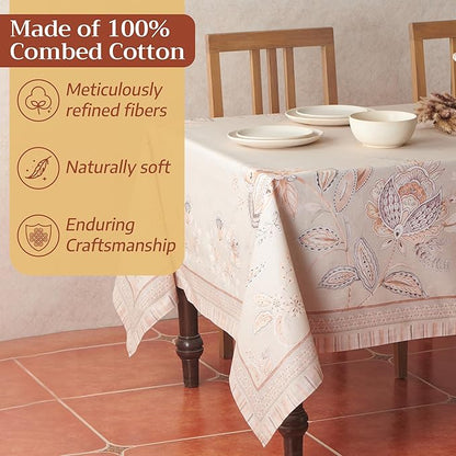 Maison d' Hermine Premium Table Cloth Rectangle Table 100% Combed Cotton 120 x 70 Inches Tablecloth Reusable Decorative for Dining Room, Farmhouse, Home, Party, Festive & Wedding - Society Florals