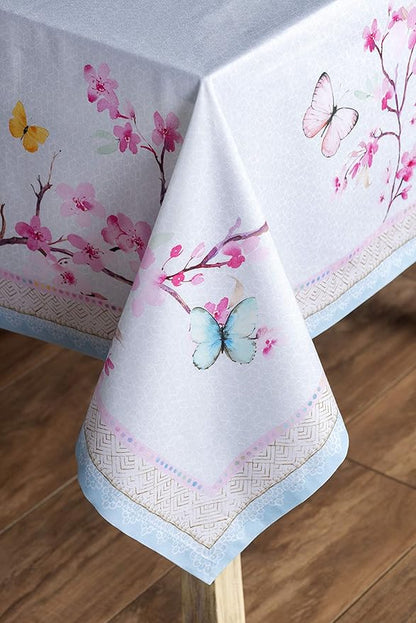 Maison d' Hermine Table Cloth Rectangle Table 100% Cotton 60 x 108 Inches Tablecloth Reusable Decorative for Dining Room Farmhouse Home Valentines Day Decorations Spring Summer - Blossoms in Spring
