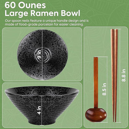 NJCHARMS Ceramic Ramen Bowl Set of 2, 60 oz Japanese Noodle Soup Bowls - Image 3